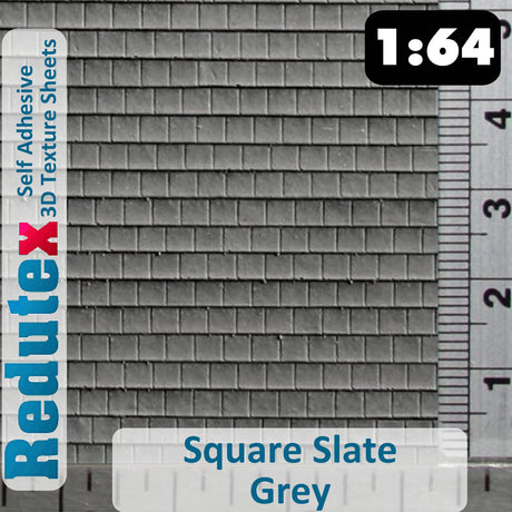 Redutex SQUARE SLATE Grey STANDARD 1:64 S 3D Self Adhesive Texture Sheet