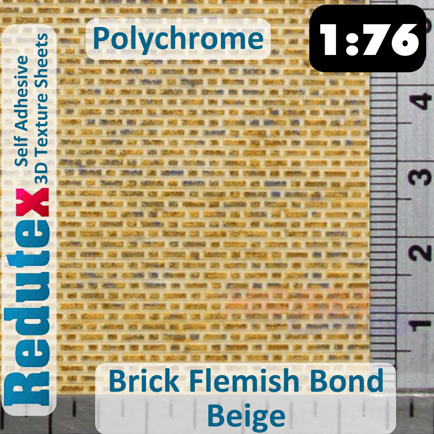Redutex BRICK FLEMISH BOND Polychrome Beige OO 1:76 3D Texture Sheet 076LD321