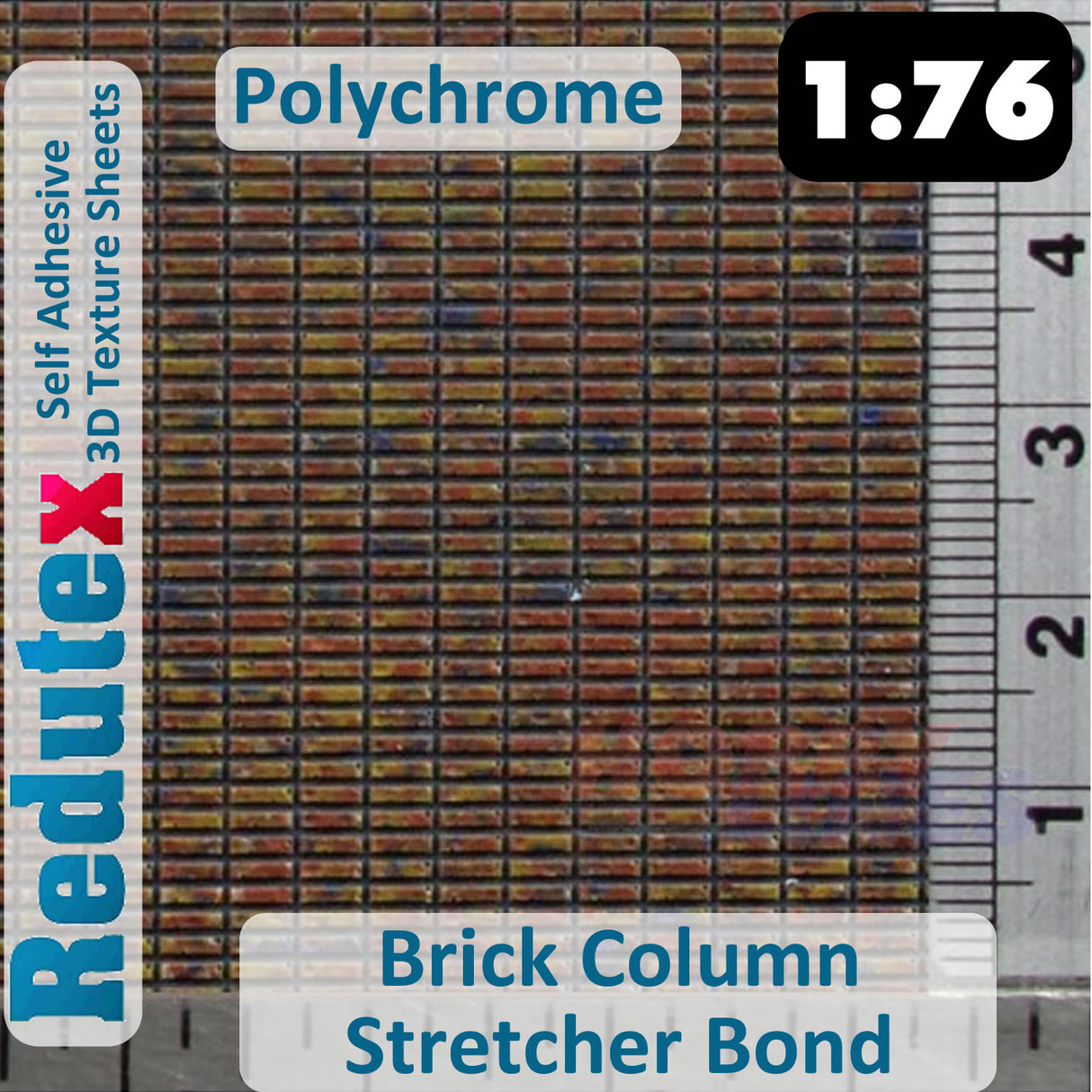 Redutex BRICK COLUMN STRETCHER SOGA Red Polychrome OO 3D Texture Sheets 076LD423