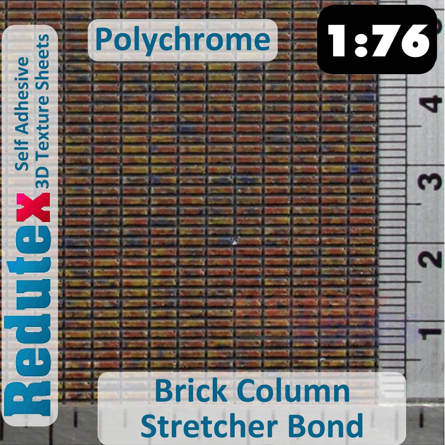 Redutex BRICK COLUMN STRETCHER SOGA Red Polychrome OO 3D Texture Sheets 076LD423