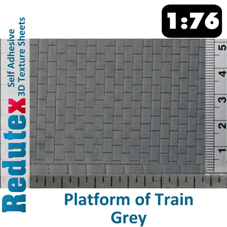 Redutex PLATFORM OF TRAIN Grey STANDARD 1:76 OO 3D Self Adhesive Texture Sheet