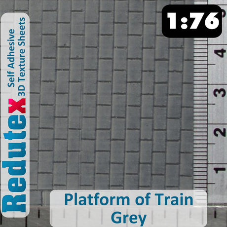 Redutex PLATFORM OF TRAIN Grey STANDARD 1:76 OO 3D Self Adhesive Texture Sheet