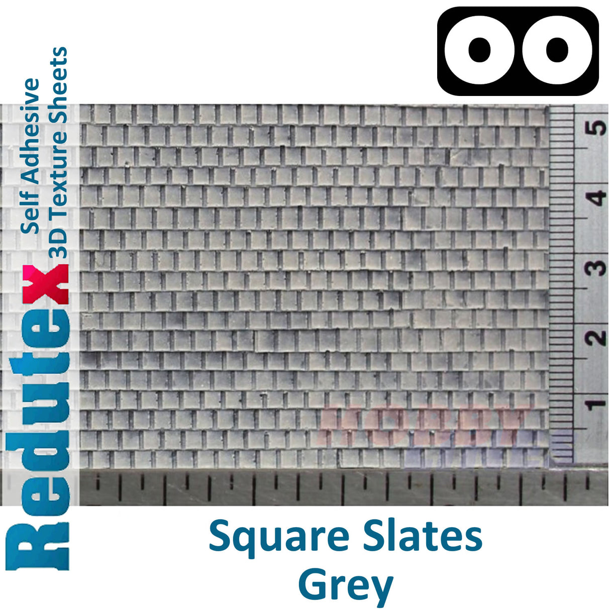 Redutex SQUARE SLATE Grey OO Self Adhesive 3D Texture Sheets 076PC112