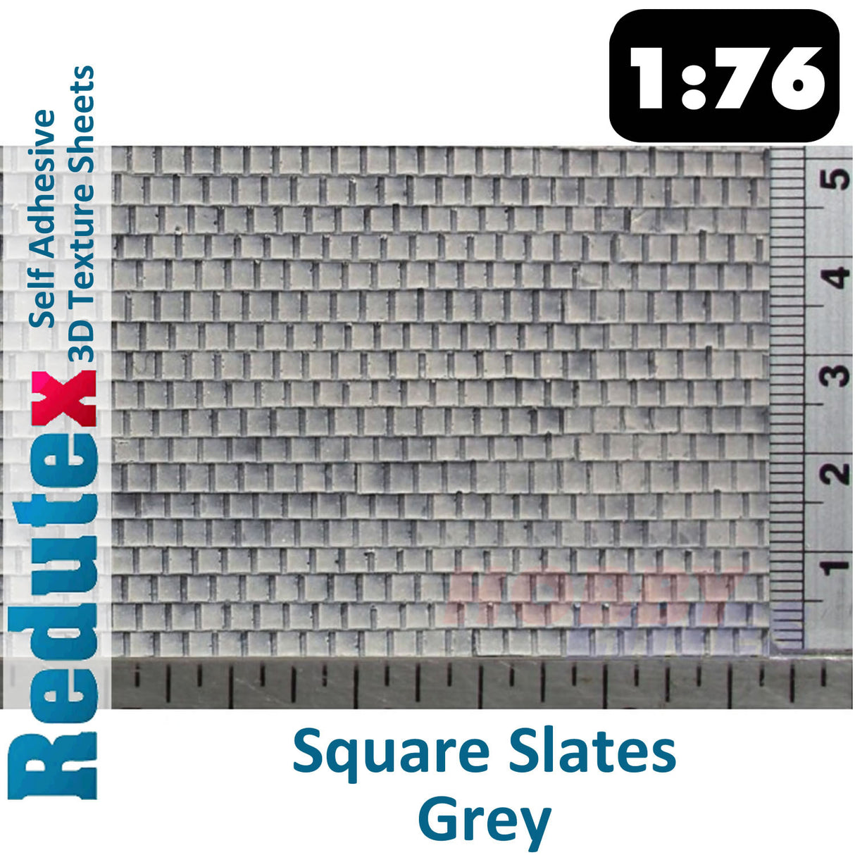 Redutex SQUARE SLATE Grey OO Self Adhesive 3D Texture Sheets 076PC112
