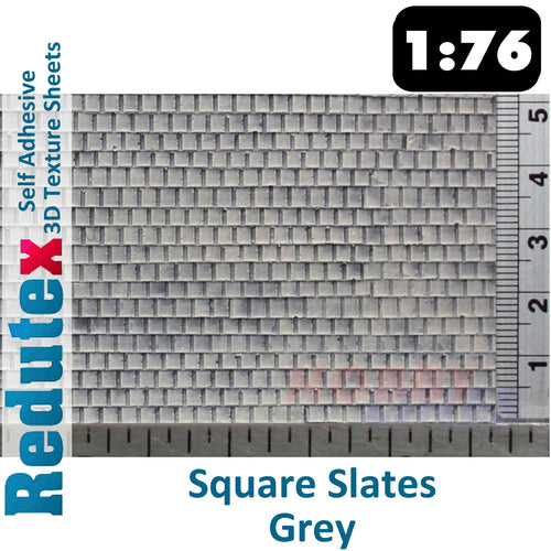 Redutex SQUARE SLATE Grey OO Self Adhesive 3D Texture Sheets  076PC112