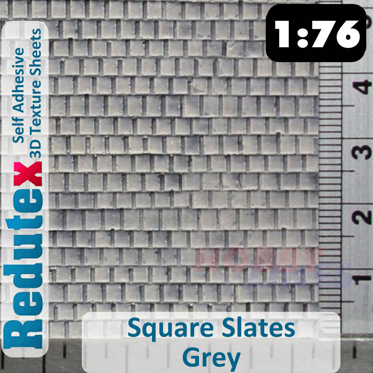 Redutex SQUARE SLATE Grey OO Self Adhesive 3D Texture Sheets 076PC112