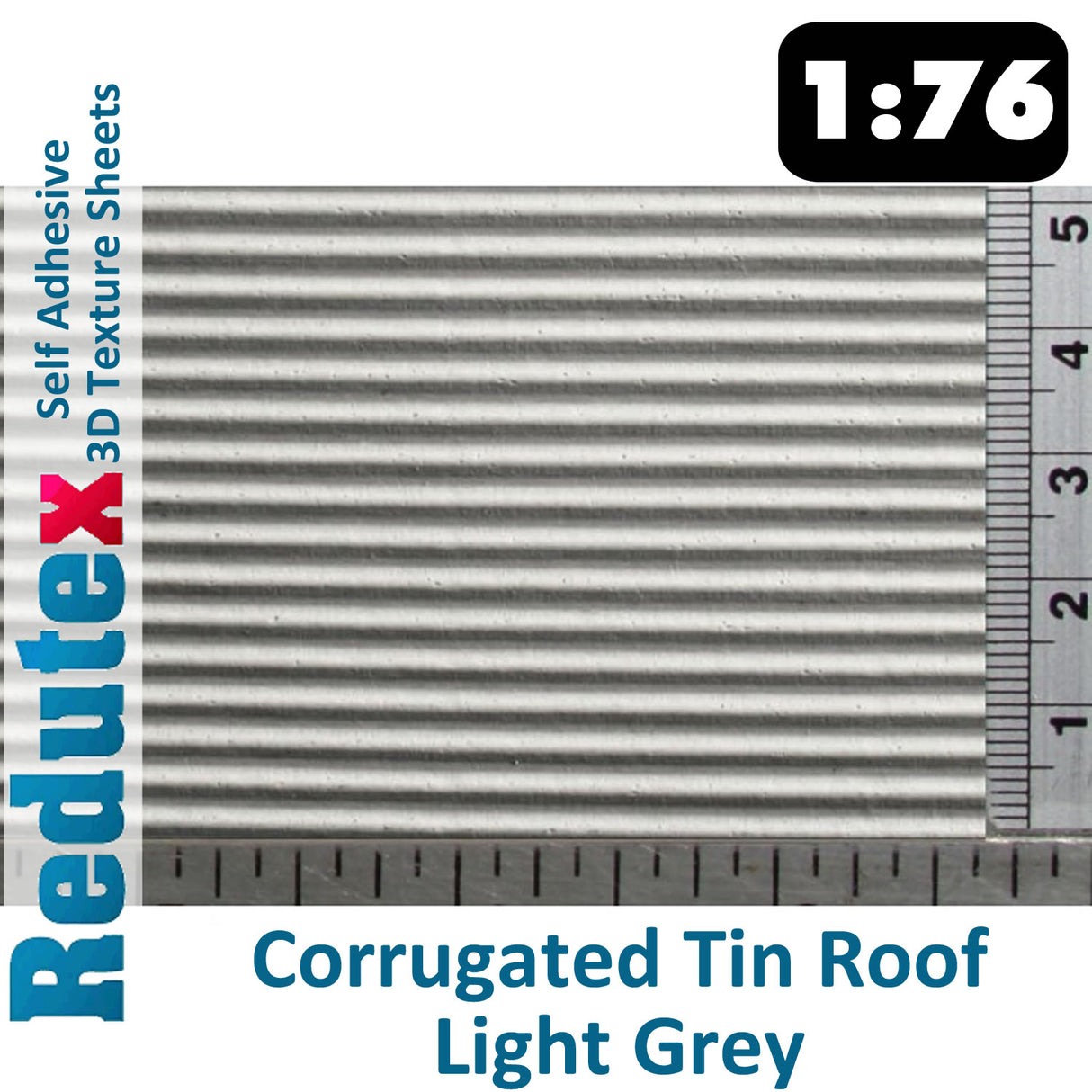Redutex CORRUGATED TIN ROOF L Grey 1:76 OO 3D Self Adhesive Texture Sheet
