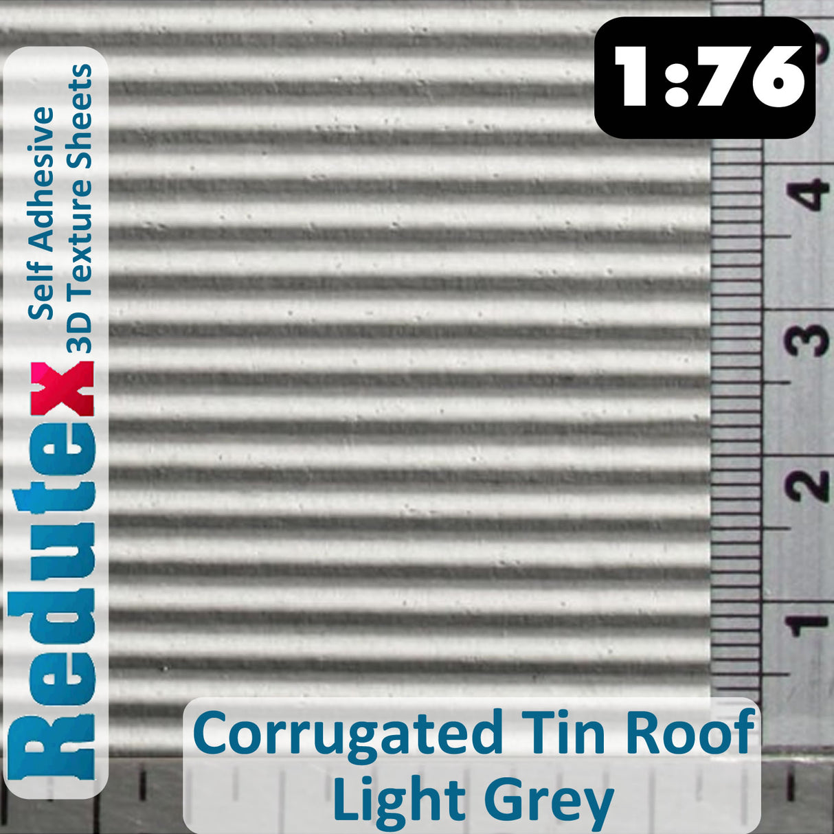 Redutex CORRUGATED TIN ROOF L Grey 1:76 OO 3D Self Adhesive Texture Sheet