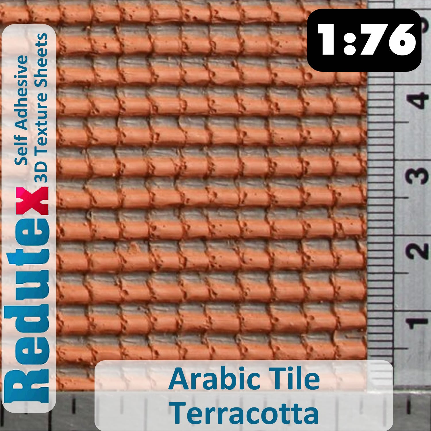 Redutex ARABIC TILE Terracotta 1:76 OO 3D Self Adhesive Texture Sheet