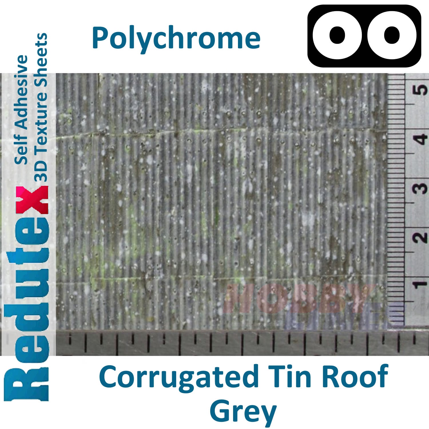 Redutex CORRUGATED TIN ROOF POLYCHROME Grey OO 3D Texture Sheets 076TI121