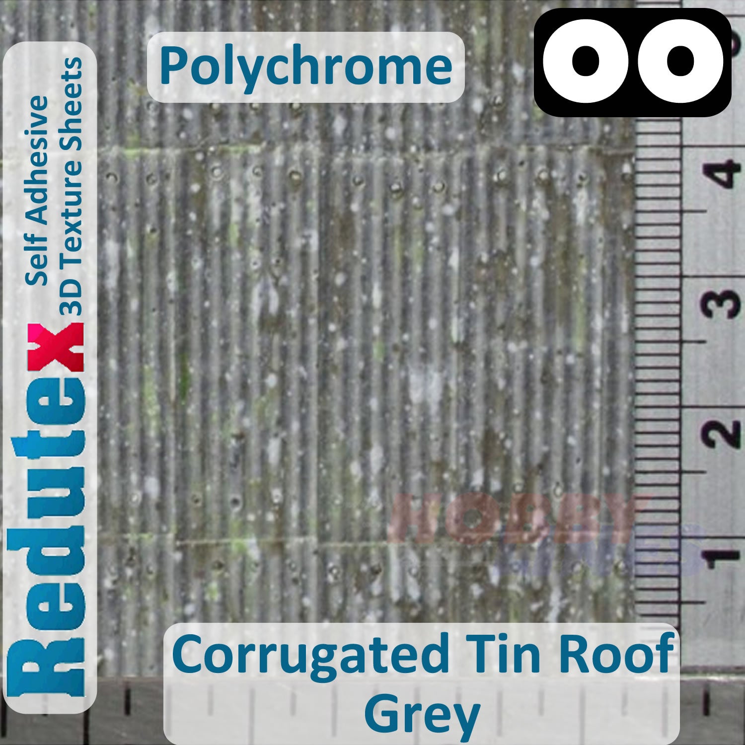 Redutex CORRUGATED TIN ROOF POLYCHROME Grey OO 3D Texture Sheets 076TI121