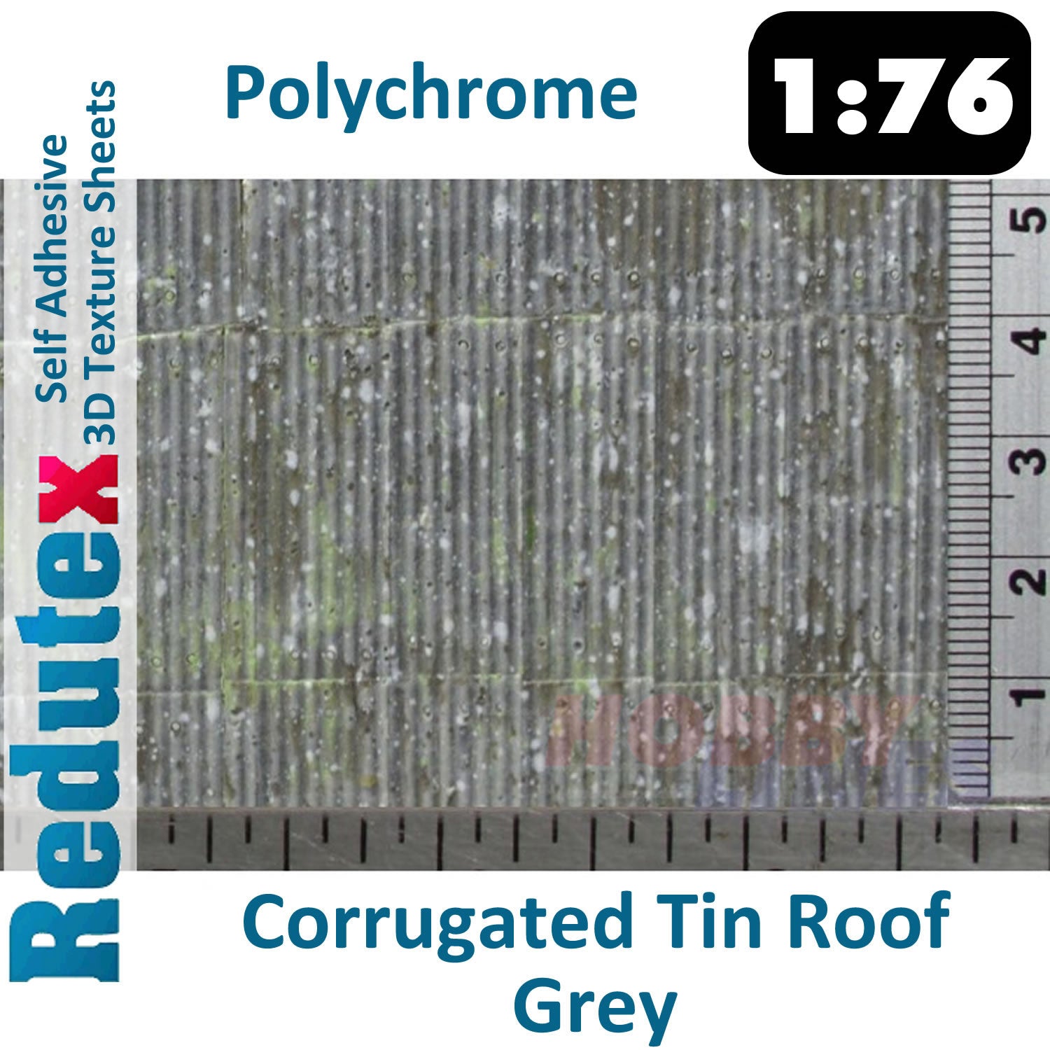 Redutex CORRUGATED TIN ROOF POLYCHROME Grey OO 3D Texture Sheets 076TI121