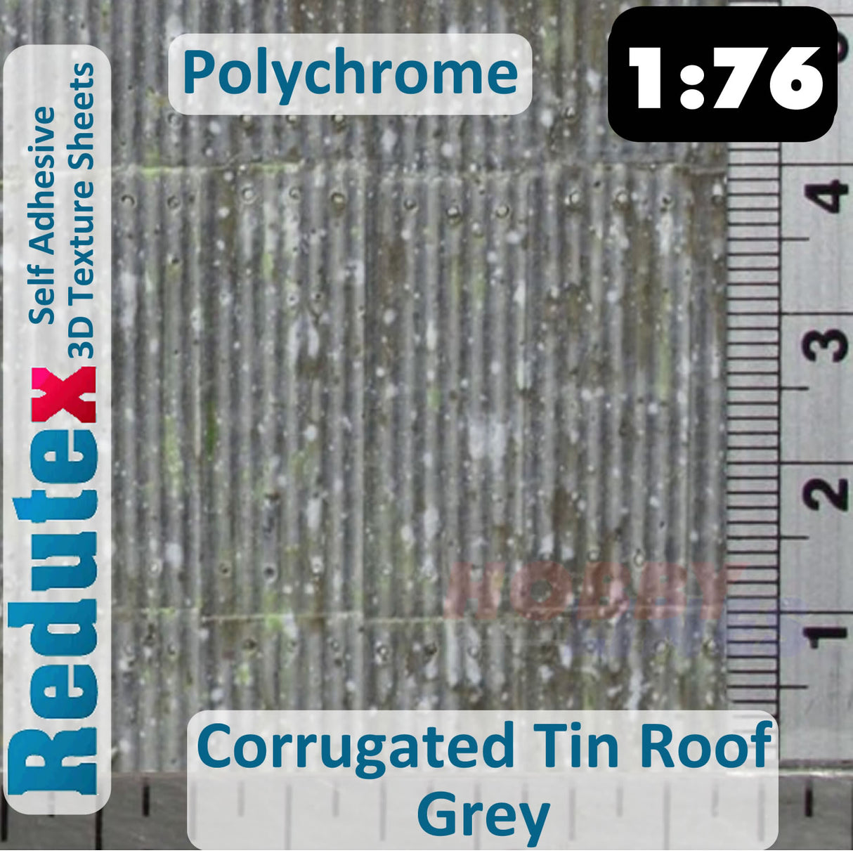 Redutex CORRUGATED TIN ROOF POLYCHROME Grey OO 3D Texture Sheets 076TI121