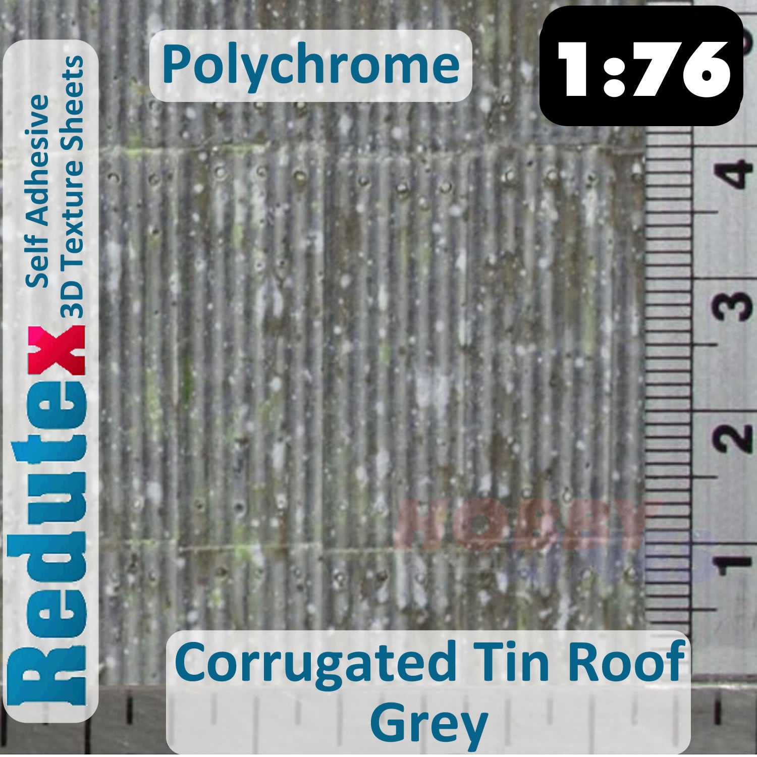 Redutex CORRUGATED TIN ROOF POLYCHROME Grey OO 3D Texture Sheets 076TI121