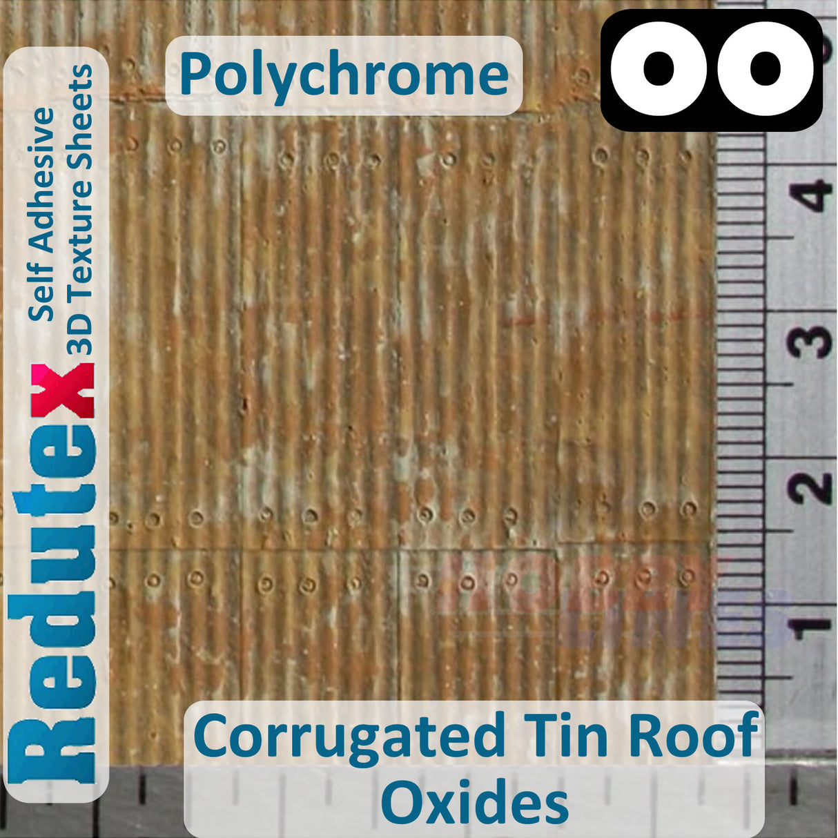 Redutex CORRUGATED TIN ROOF POLYCHROME Oxidised OO 3D Texture Sheets 076TI122