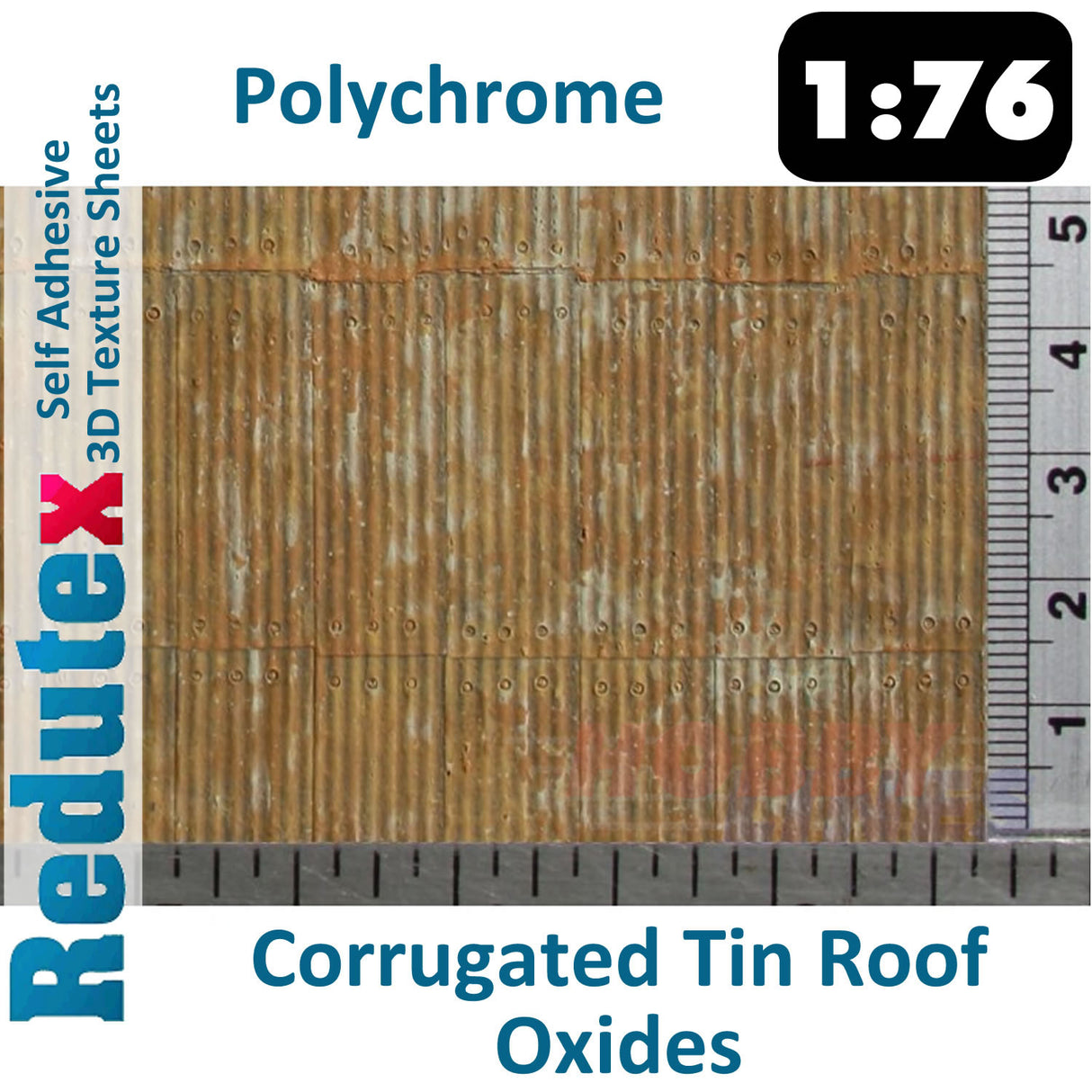 Redutex CORRUGATED TIN ROOF POLYCHROME Oxidised OO 3D Texture Sheets 076TI122