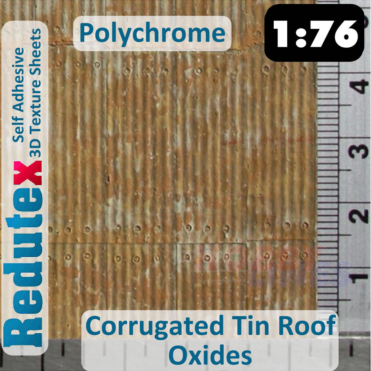 Redutex CORRUGATED TIN ROOF POLYCHROME Oxidised OO 3D Texture Sheets 076TI122