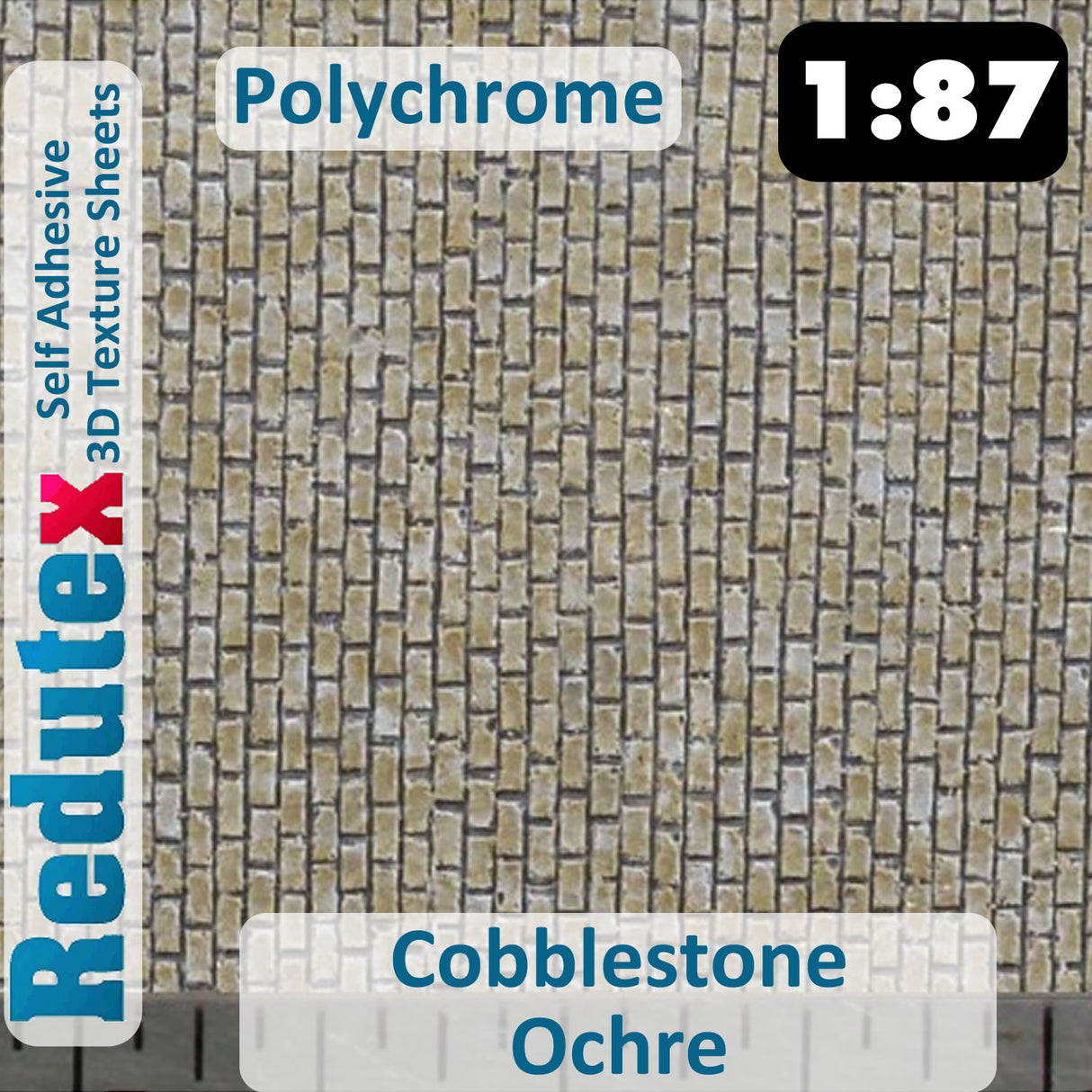 Redutex COBBLESTONE Ochre POLYCHROME 1:87 HO 3D Self Adhesive Texture Sheet