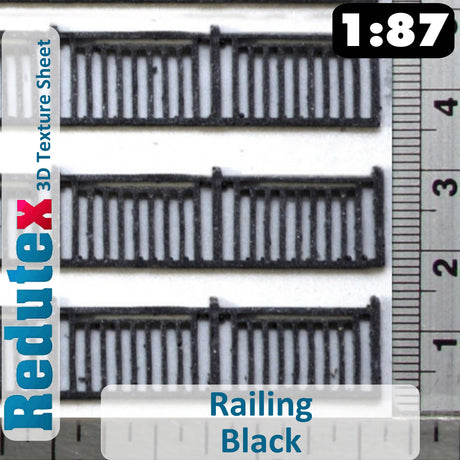 Redutex RAILING Black HO 3D Flexible Texture Sheet  7 UNITS 140 x 12 mm 087BA125