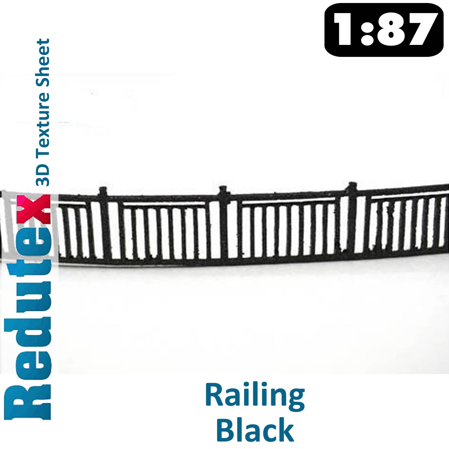 Redutex RAILING Black HO 3D Flexible Texture Sheet  7 UNITS 140 x 12 mm 087BA125