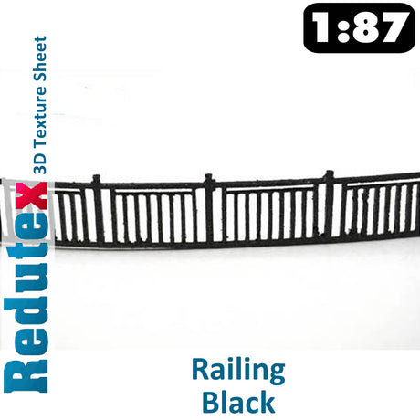 Redutex RAILING Black HO 3D Flexible Texture Sheet  7 UNITS 140 x 12 mm 087BA125