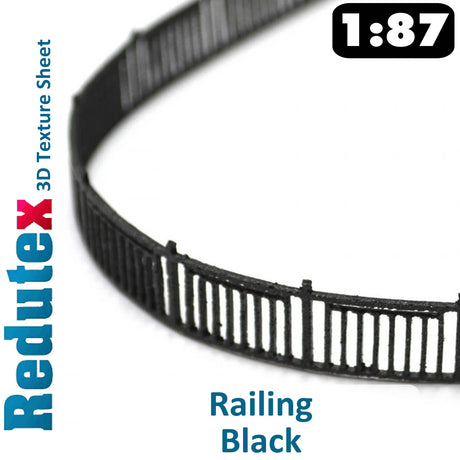 Redutex RAILING Black HO 3D Flexible Texture Sheet  7 UNITS 140 x 12 mm 087BA125