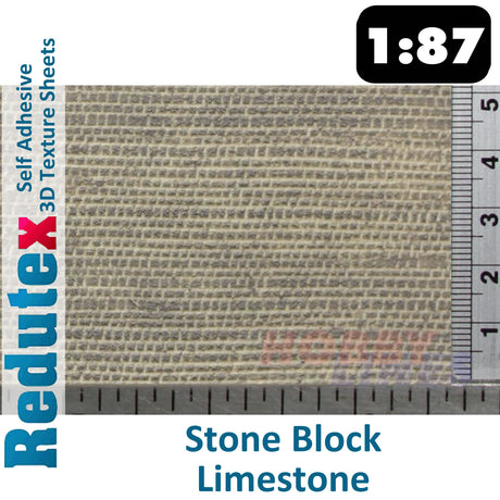 Redutex STONE BLOCK LIMESTONE LtGrey HO 3D Self Adhesive Texture Sheets 087BS111