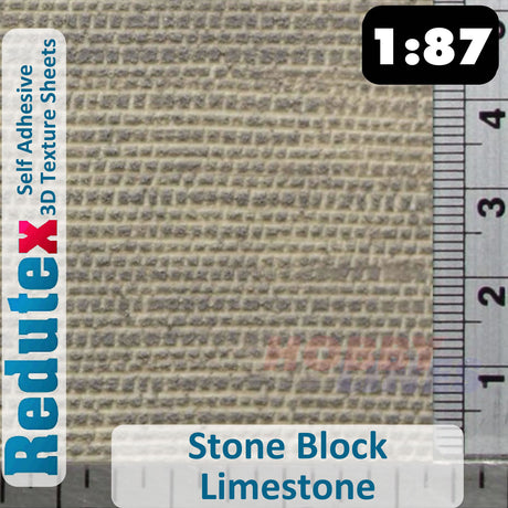 Redutex STONE BLOCK LIMESTONE LtGrey HO 3D Self Adhesive Texture Sheets 087BS111