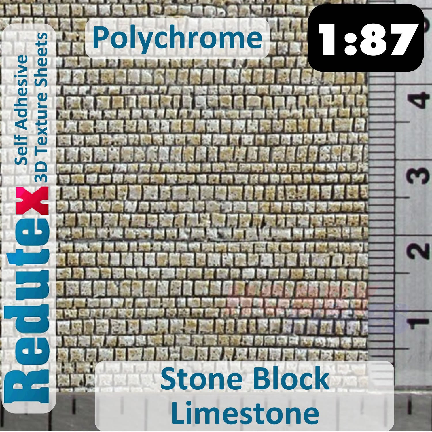 Redutex STONE BLOCK LIMESTONE Grey Polychrome HO/OO 3D Texture Sheets 087BS123