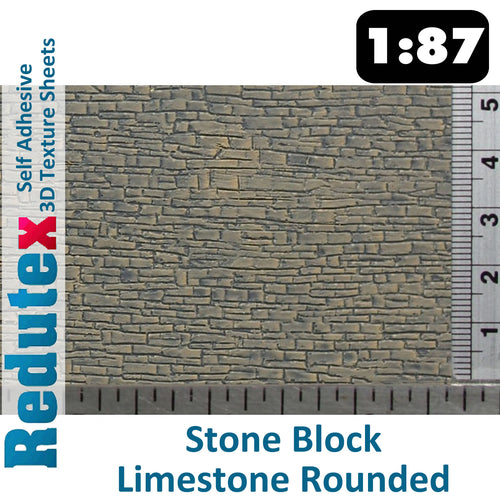 Redutex STONE BLOCK LIMESTONE ROUNDED 1:87 HO 3D Self Adhesive Texture Sheet
