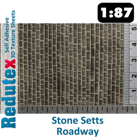 Redutex STONE SETTS UNEVEN Dk Grey 1:87 HO 3D Self Adhesive Texture Sheet