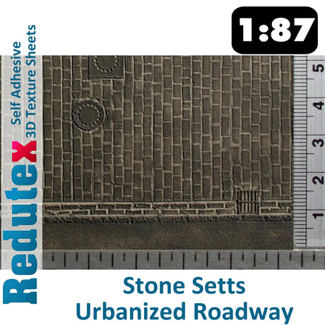 Redutex STONE SETTS UNEVEN ROADWAY I 1:87 HO 3D Self Adhesive Texture Sheet
