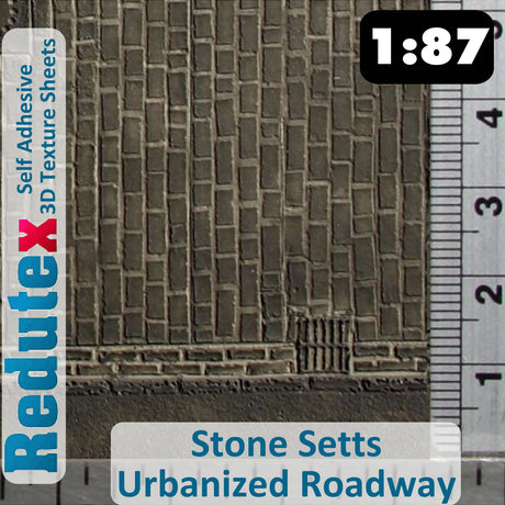 Redutex STONE SETTS UNEVEN ROADWAY I 1:87 HO 3D Self Adhesive Texture Sheet