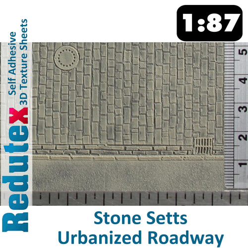 Redutex STONE SETTS UNEVEN ROADWAY II 1:87 HO 3D Self Adhesive Texture Sheet