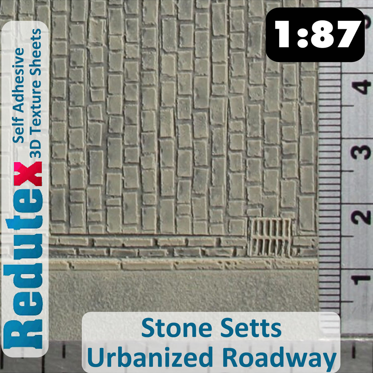Redutex STONE SETTS UNEVEN ROADWAY II 1:87 HO 3D Self Adhesive Texture Sheet