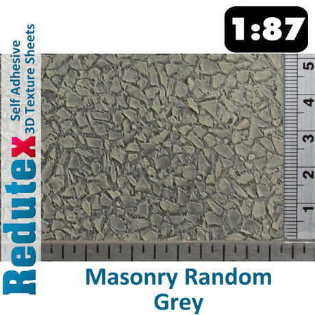 Redutex MASONRY RANDOM STONE Grey STANDARD 1:87 HO 3D Self Adhesive Texture Shee