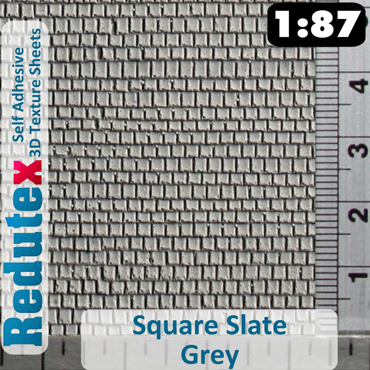 Redutex SQUARE SLATE Grey HO 3D Flexible Texture Sheet Self Adhesive 087PC112