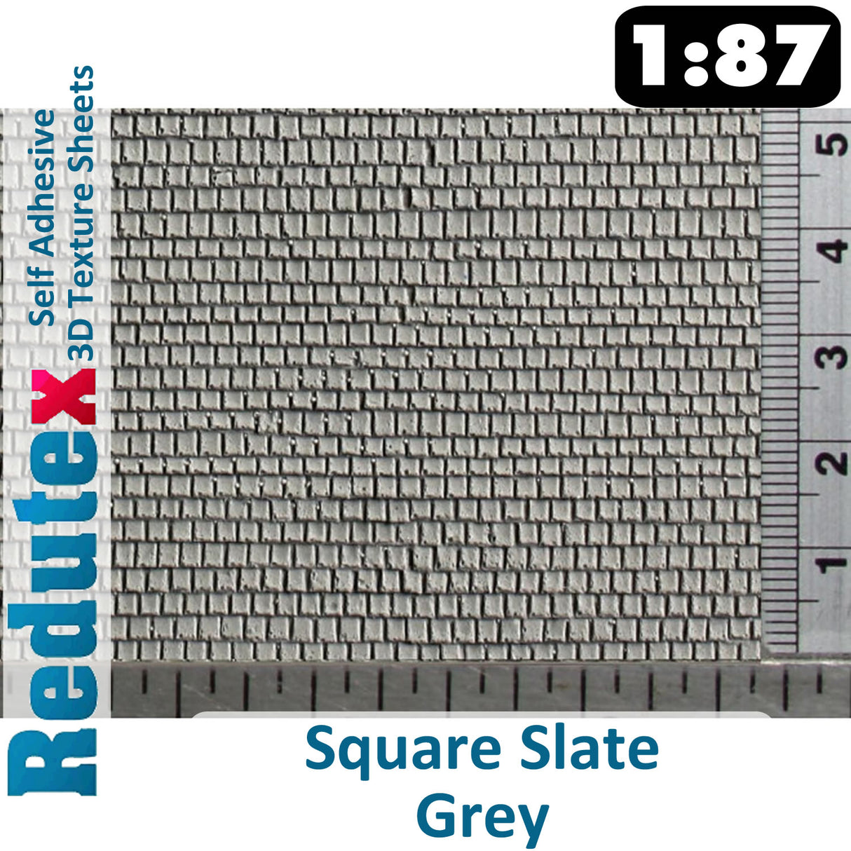 Redutex SQUARE SLATE Grey HO 3D Flexible Texture Sheet Self Adhesive 087PC112