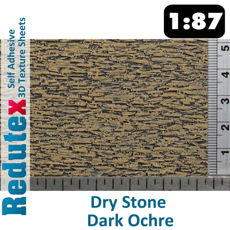 Redutex DRY STONE Dk Ochre STANDARD 1:87 HO 3D Self Adhesive Texture Sheet