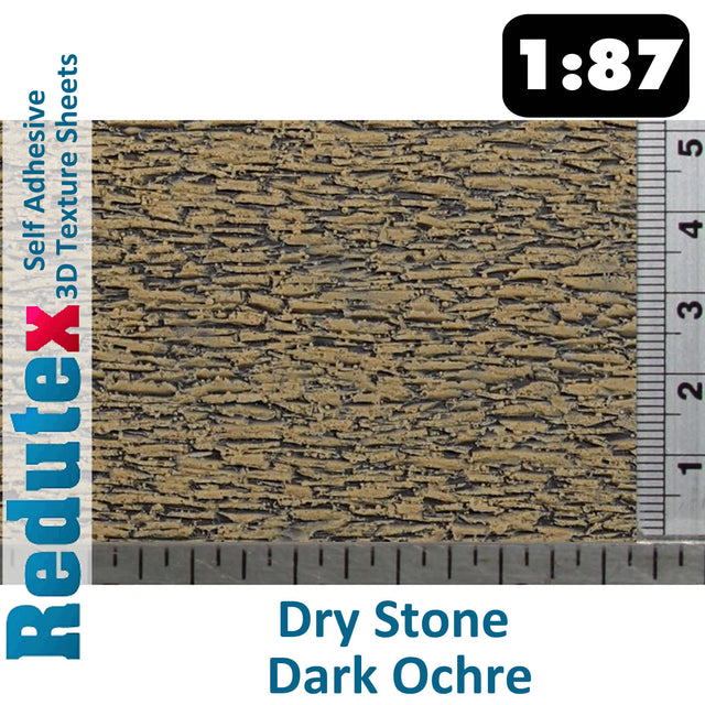 Redutex DRY STONE Dk Ochre STANDARD 1:87 HO 3D Self Adhesive Texture Sheet