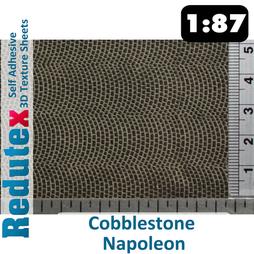 Redutex COBBLESTONE NAPOLEON Grey 1:87 HO 3D Self Adhesive Texture Sheet