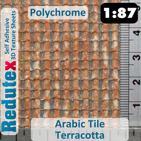 Redutex ARABIC TILE Terracotta POLYCHROME 1:87 HO 3D Self Adhesive Texture Sheet
