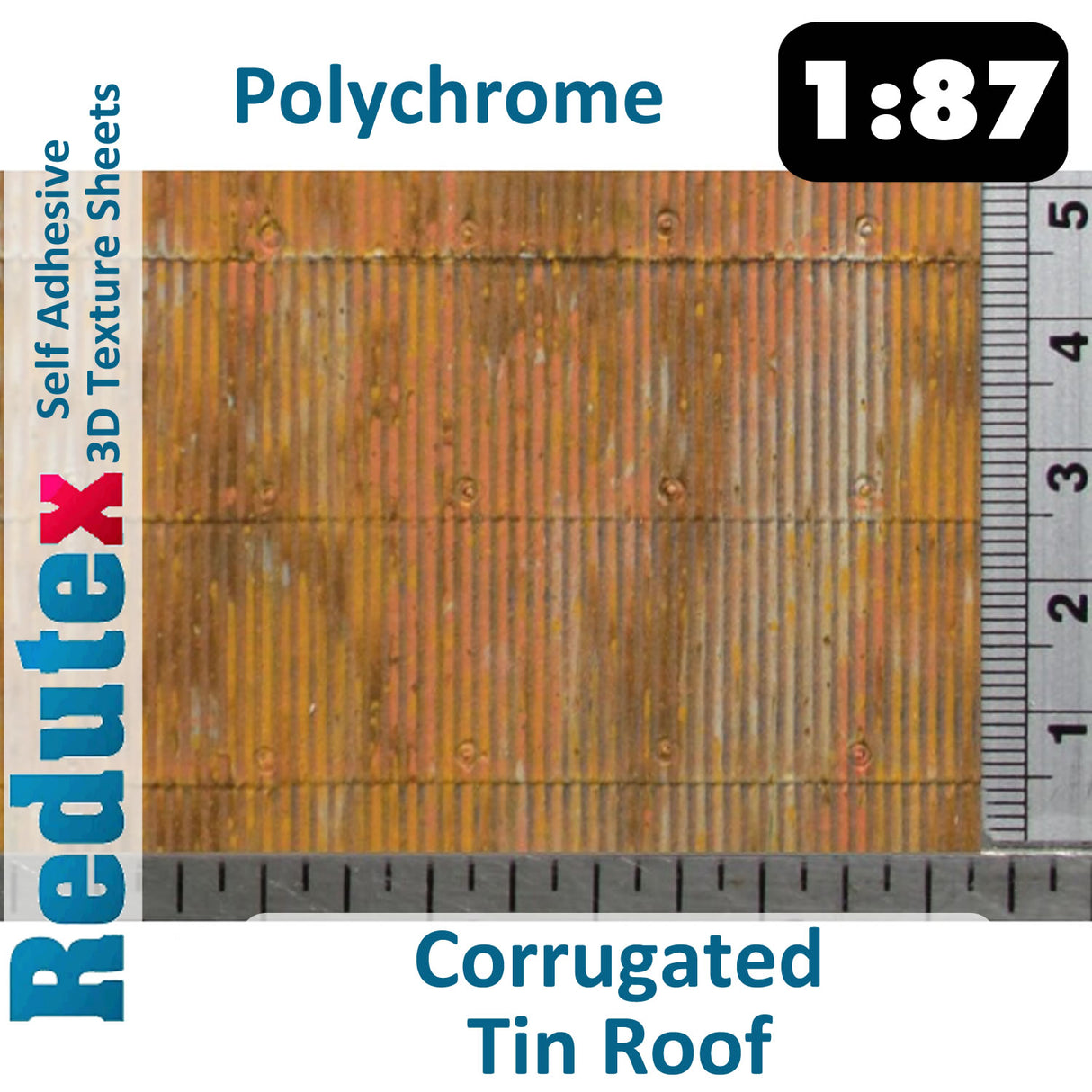 Redutex CORRUGATED ROOFING POLYCHROME 1:87 HO 3D Self Adhesive Texture Sheet