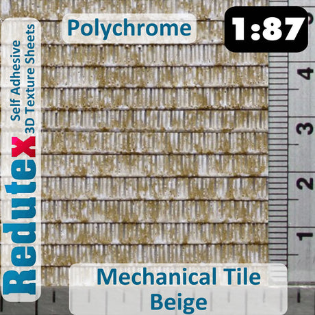 Redutex MECHANICAL TILE Beige POLYCHROME 1:87 HO 3D Self Adhesive Texture Sheet