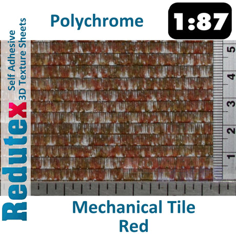 Redutex MECHANICAL TILE POLYCHROME Red HO/OO 3D Texture Sheets 087TM123