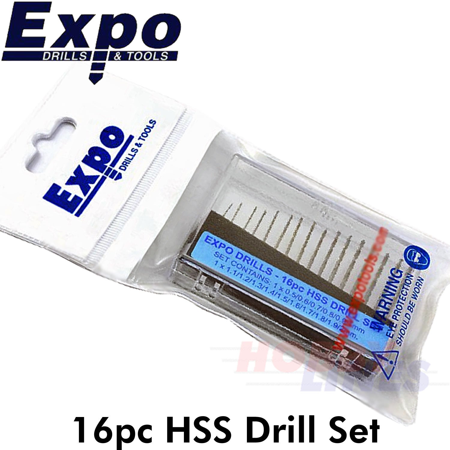HSS DRILL BIT SET 16pc range 0.5 - 2.0mm Storage Case Expo Tools 11516