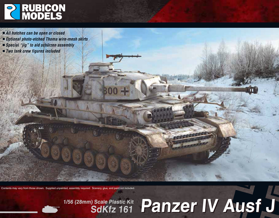 Panzer IV Ausf J 280078 German Tank Plastic Model Kit 1:56 Rubicon Models 280078