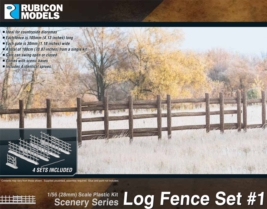 Log Fence Set #1 Diorama Plastic Model Kit 1:56 Rubicon Models 283001