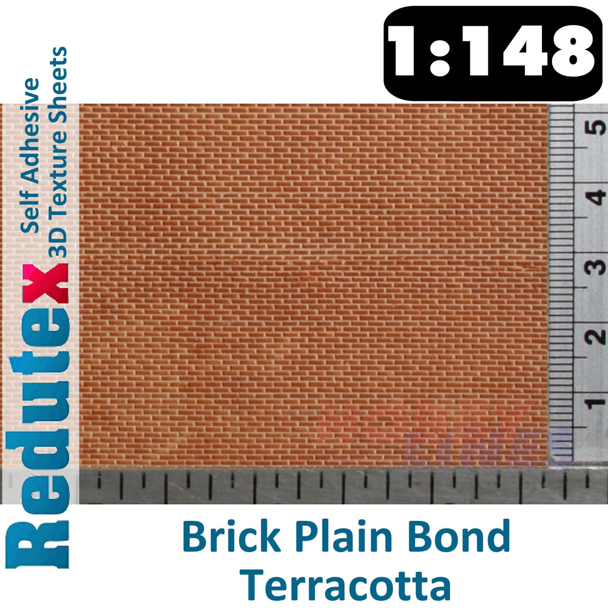 Redutex BRICK PLAIN BOND Terracotta N Self Adhesive 3D Texture Sheets 148LD112