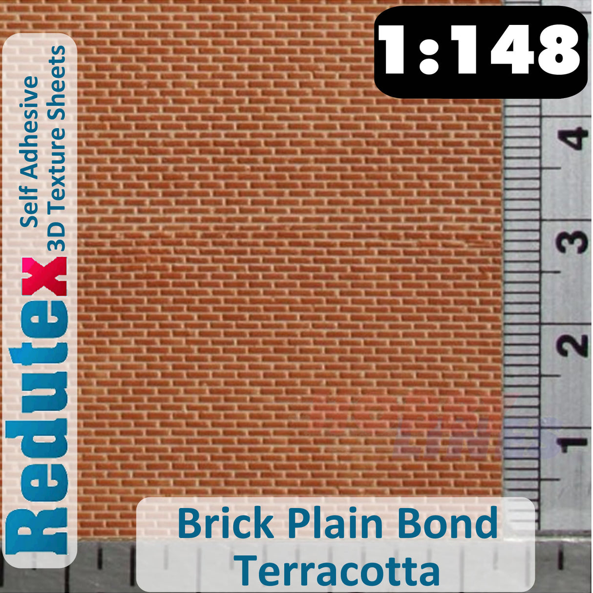 Redutex BRICK PLAIN BOND Terracotta N Self Adhesive 3D Texture Sheets 148LD112